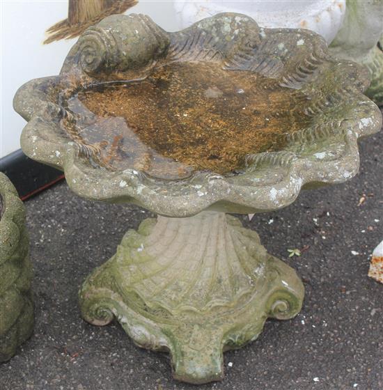 Shell shape bird bath